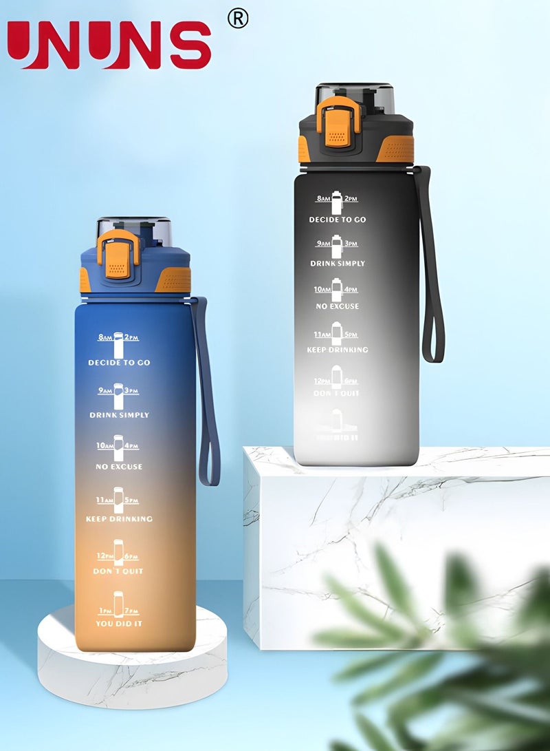 1L Motivational Water Bottle with Time Marker, Leakproof BPA & Toxic Free, Inspirational Tritan Sports Drinking Jug Water Jug with Flip Spout Fit for Home Office, Gym, Outdoor Sports