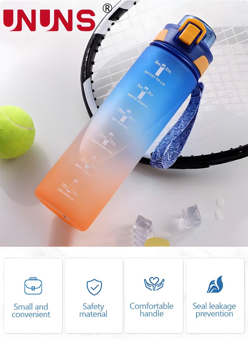 1L Motivational Water Bottle with Time Marker, Leakproof BPA & Toxic Free, Inspirational Tritan Sports Drinking Jug Water Jug with Flip Spout Fit for Home Office, Gym, Outdoor Sports
