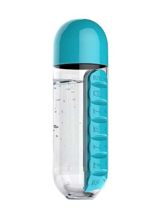 Water Bottle With Pill Organizer Blue/Clear