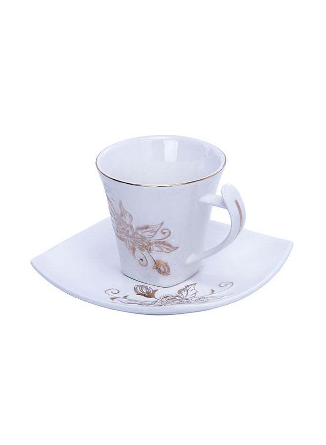 12-Piece Pocelain Cup And Saucer Set White/Gold 40.5x27.5x10cm