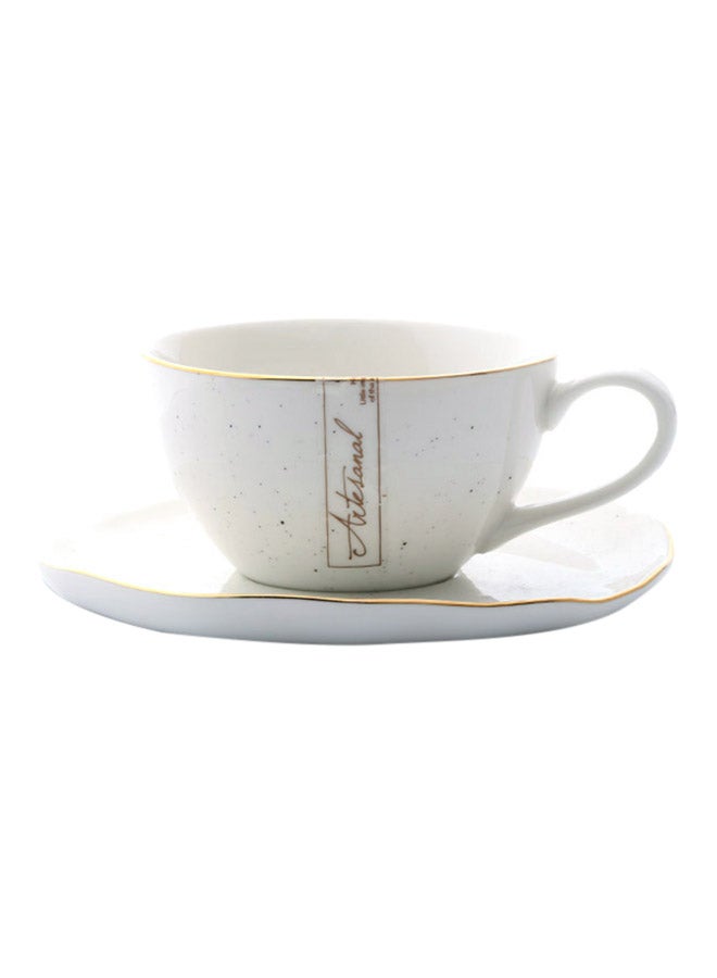 Porcelain Tea Cup And Saucer Artesanal White 250ml