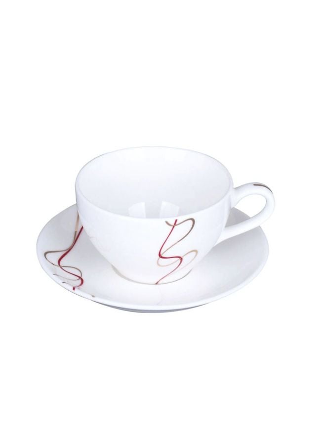 12-Piece Tea Cup And Saucer Set White/Brown 32cm