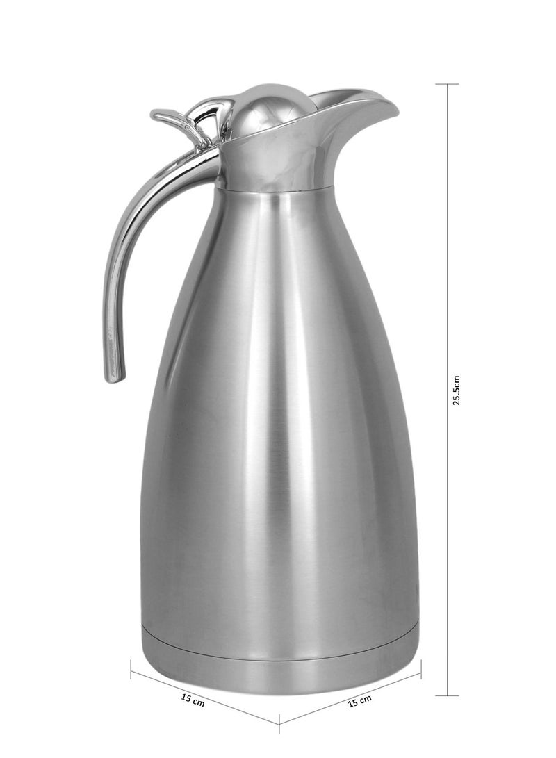 Nessan 1.5 Liter Thermal Coffee Carafe Jugs, Double Walled Vacuum Insulated Flask 12 Hours Heat Retention Jug for Coffee, Tea, & Milk - Stainless Steel