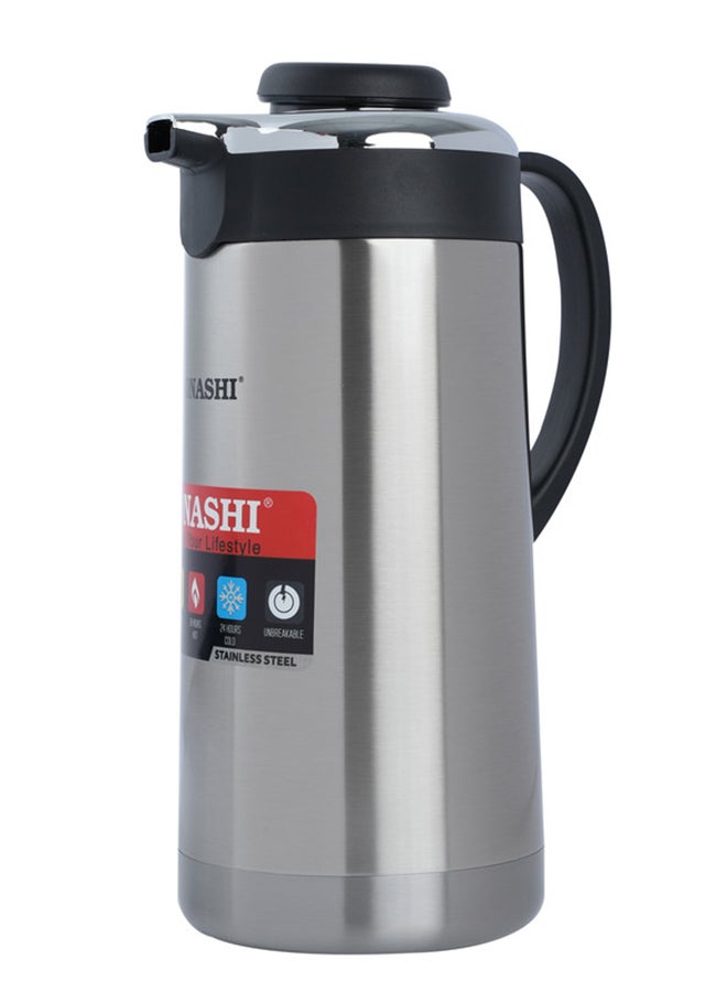 1.5L Vacuum Flask  for Hot And Cold Beverages  High Quality Stainless Steel Body with Double Wall Insulation  Unbreakable Flasks with Big Mouth for Daily Use  Portable Friendly SVF-1500 Silver/Black 1.5Liters