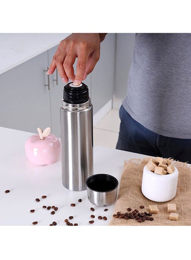 Stainless Steel Vacuum Bottle Sweat Free Leakproof Dishwasher Safe Water Bottle Silver 1Liters