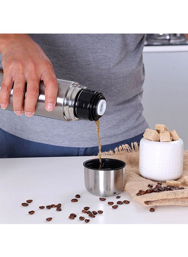 Stainless Steel Vacuum Bottle Sweat Free Leakproof Dishwasher Safe Water Bottle Silver 1Liters
