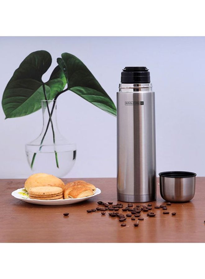 Stainless Steel Vacuum Bottle Sweat Free Leakproof Dishwasher Safe Water Bottle Silver 1Liters