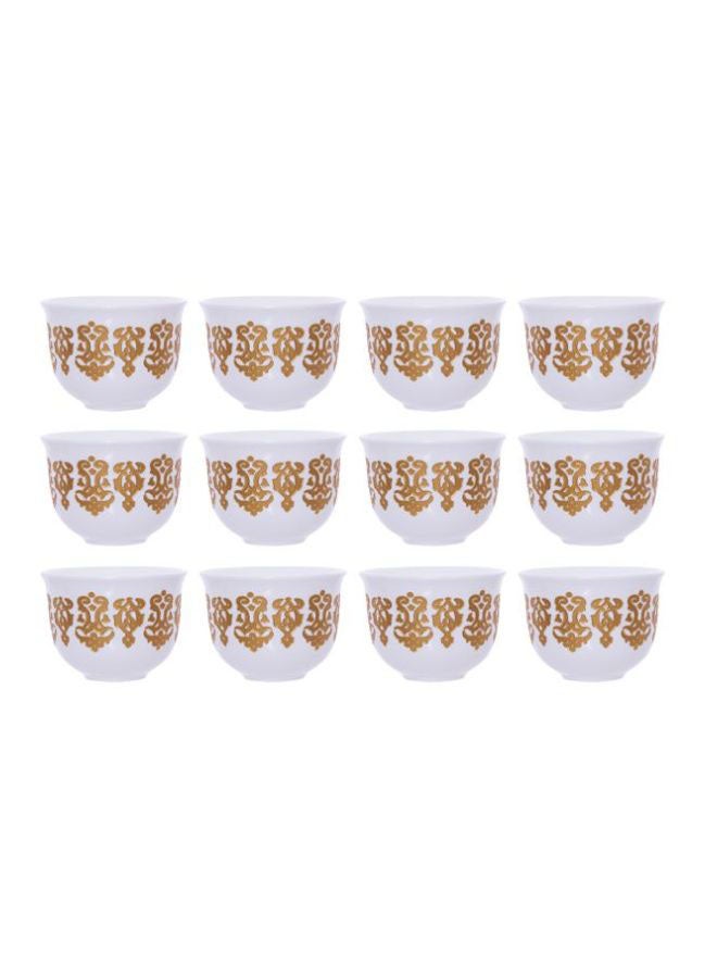 12-Piece Porcelain Cawa Cup Set Beige/Gold