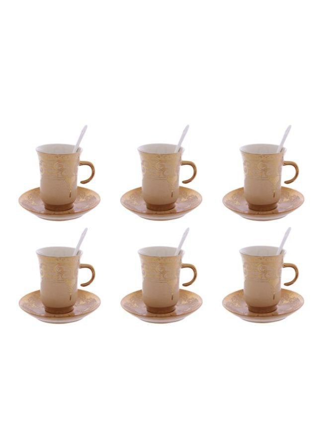 12-Piece Porcelain Cawa Cup Set White/Gold