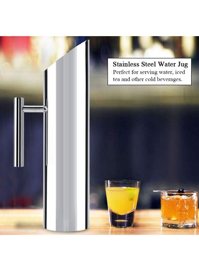 Stainless Steel Water Pitcher Jug With Ice Guard Cold Drinking Pitcher Home Hotel Serving Tool(2L)