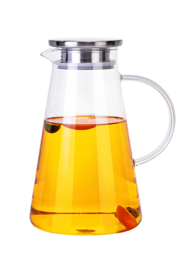Heat Resistant Glass Jug With Lid Clear/Silver