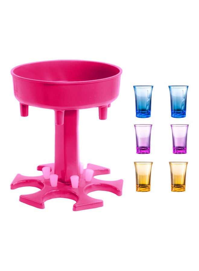 Dispenser With 6 Cup Set Pink 14x13x13.5cm