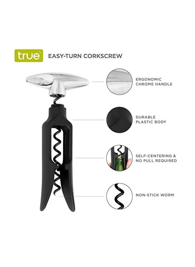 Easy-Turn Cork Screw Opener Black/Silver 4x1x5inch