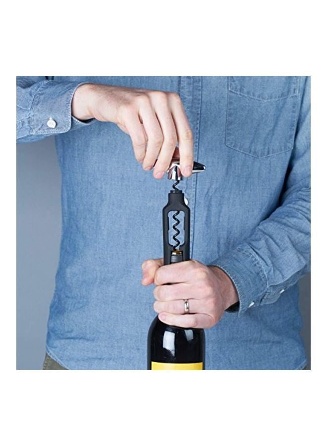 Easy-Turn Cork Screw Opener Black/Silver 4x1x5inch
