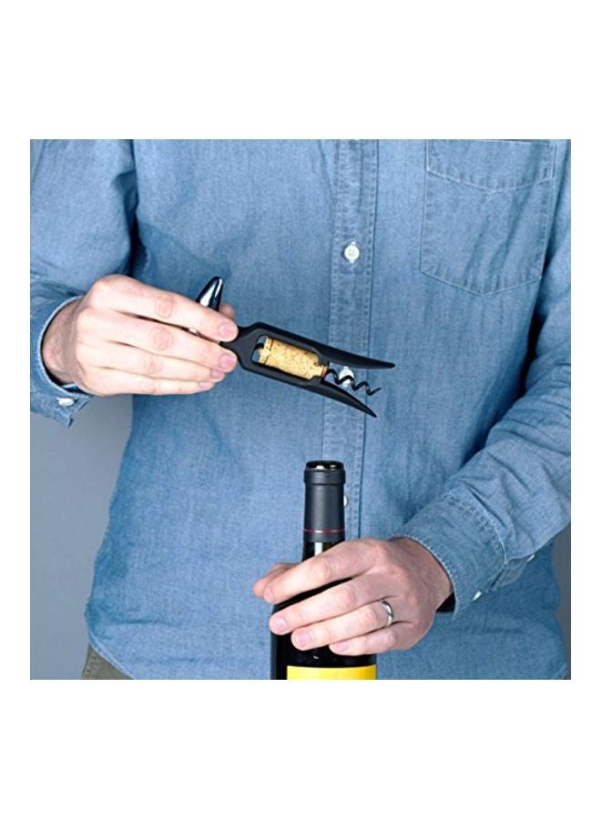 Easy-Turn Cork Screw Opener Black/Silver 4x1x5inch