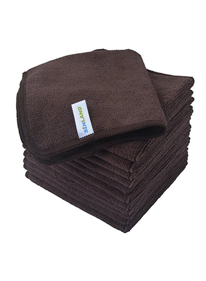 12-Piece  Absorbent Microfiber Dish Cloth Brown 12.01x5.91x1.3inch
