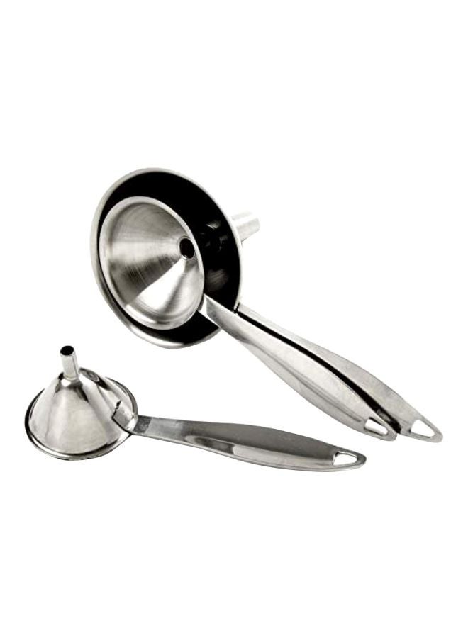 2-Piece Stainless Steel Funnel Set Silver