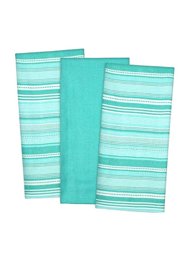 3-Piece Cotton Dishtowels Green/White