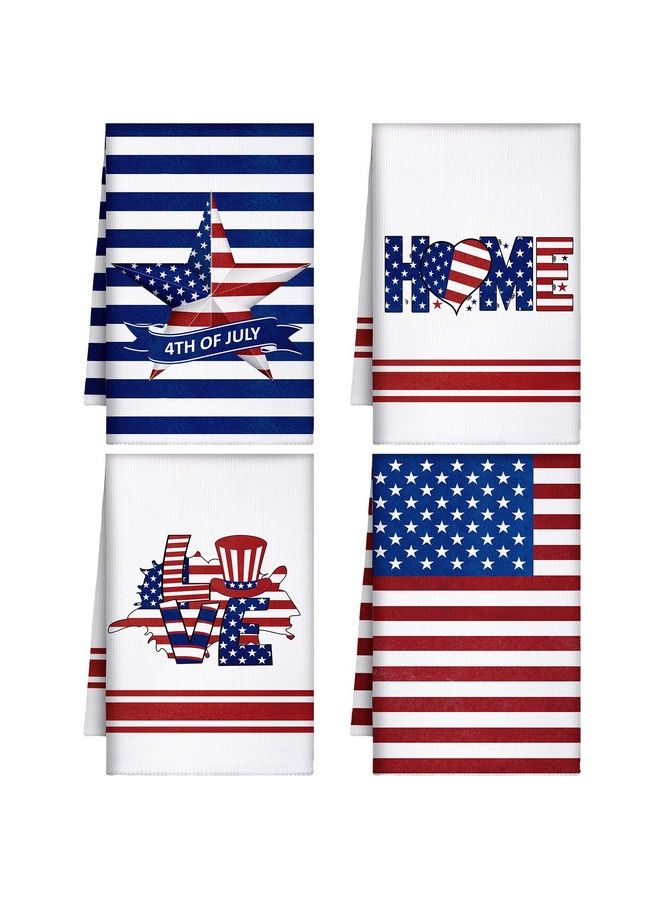 4 Pack 4Th Of July Kitchen Towels Patriotic Towels Star And Stripes Dish Towels Independence Day Hand Towels Red White And Blue Tea Towels For Kitchen Housewarming Gifts Memorial Day Home Decor