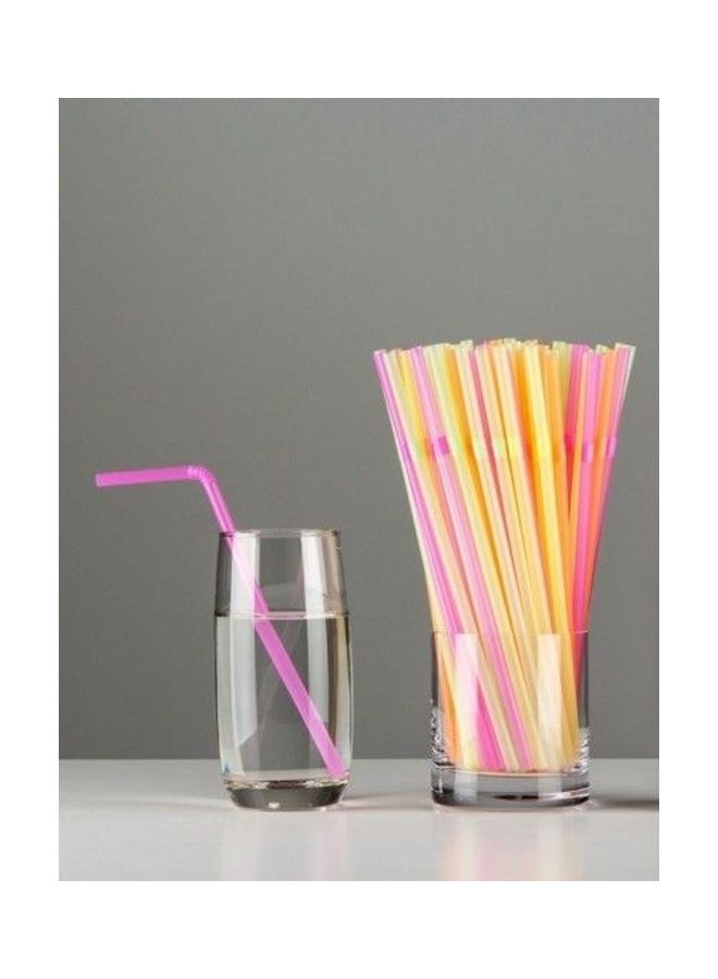100-Piece Flexible Drinking Disposable Straw multicolour 20cm
