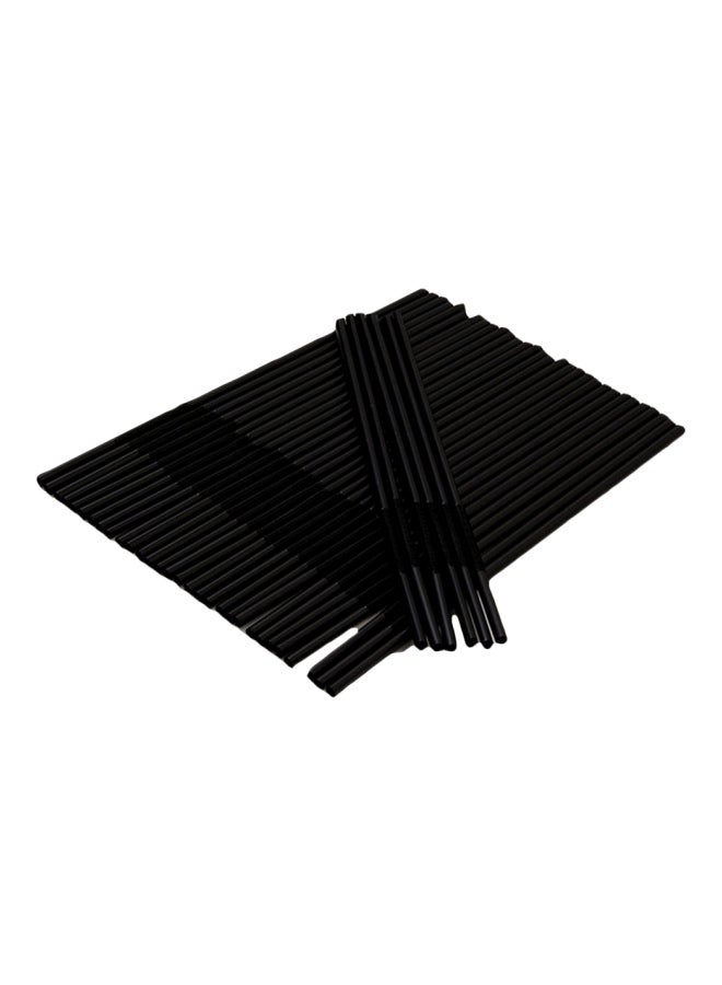 100-Piece Disposable Plastic Drinking Straws Black 26centimeter
