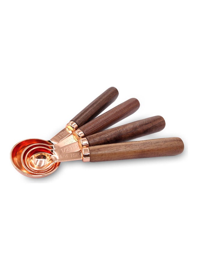 4-Piece Measuring Spoons Set Brown/Gold 5.1x0.78 Inch , 5.9x0.98 Inch, 6.1x1.25 Inch, 6.69x1.77 Inch