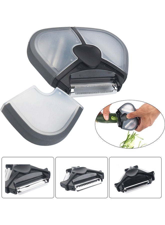 Three-in-one Multi-function Hand-cranked Fruits Peeler Pear Peeler Slices Kitchen Accessories Grey 10.5x3x10.5cm