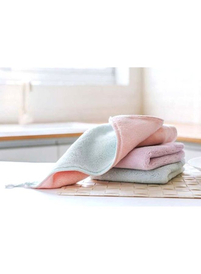 3-Piece Microfiber Cleaning Cloth Set Pink/Purple/Blue 30x30cm
