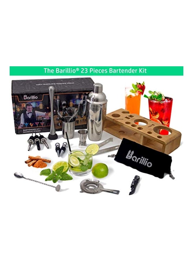 23-Piece Bartender Cocktail Shaker Set Silver 14x7.6x5.4inch