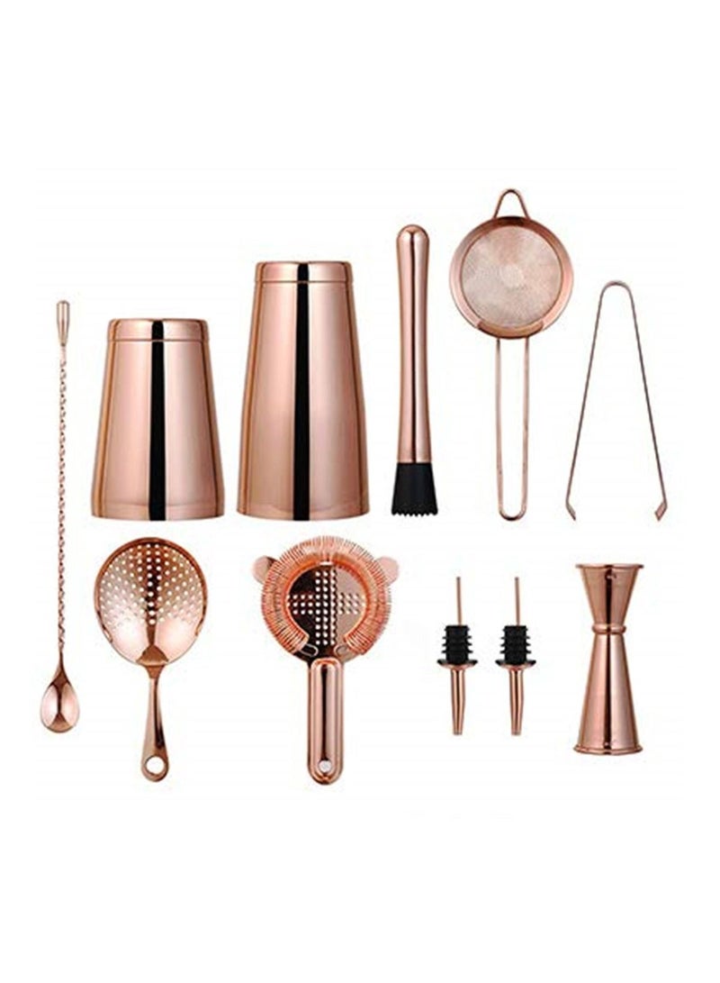 11pcs Bartender Tools Strainer Double Spoon Set -Rose Gold