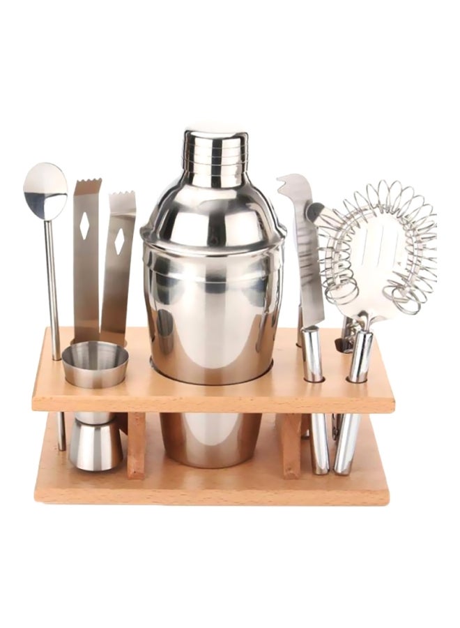 Stainless Steel Cocktail Shaker Set With Stand Set Silver
