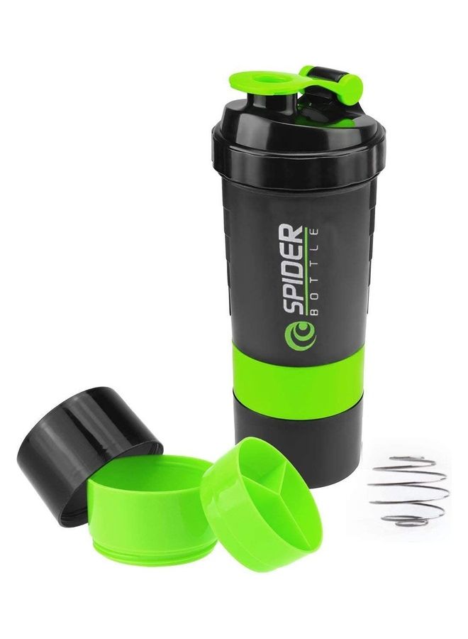 Protein Shaker with Storage Container Black/Green