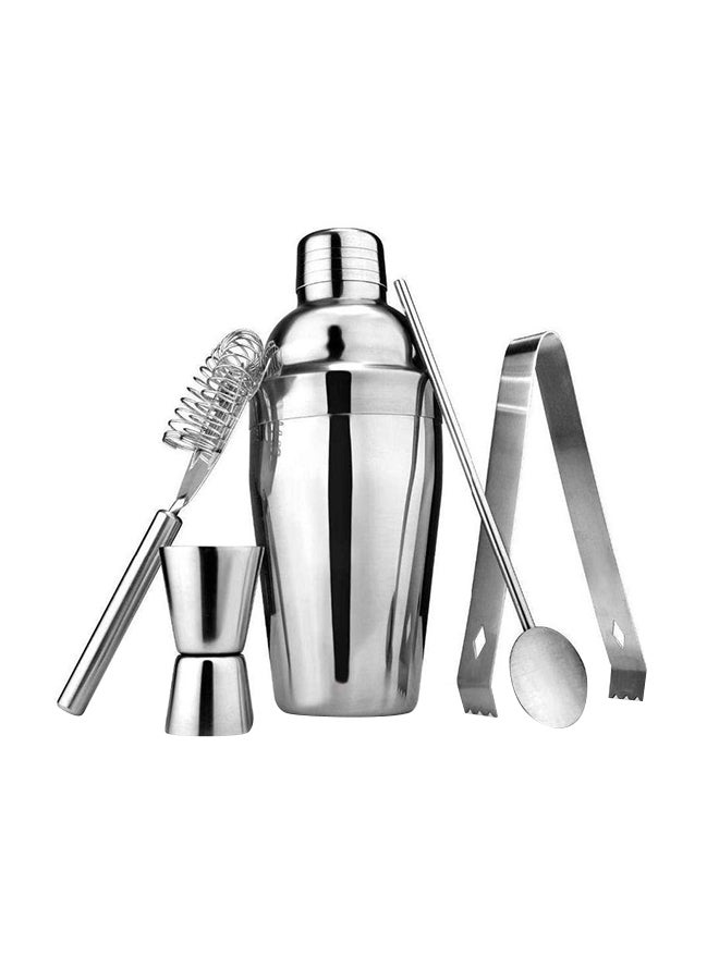 5-Piece Stainless Steel Cocktail Shaker Set Silver
