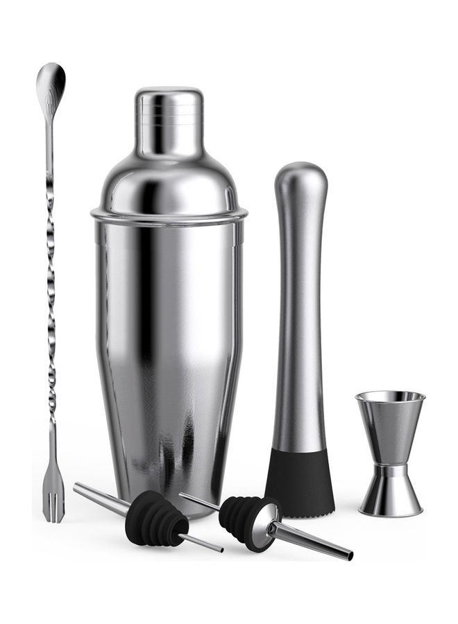 6pcs Cocktail Set Boston Shaker Mixer Stainless Steel Drink Making Tool Kit for Home Bar Use multicolour 27.5*9.7*12.5cm
