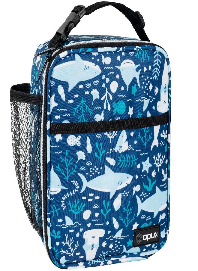 opux Premium Insulated Lunch Box | Soft Leakproof School Lunch Bag | Thermal Reusable Work Lunch Pail Cooler for Adult Men, Women, Office Fits 6 Cans (Blue Shark)