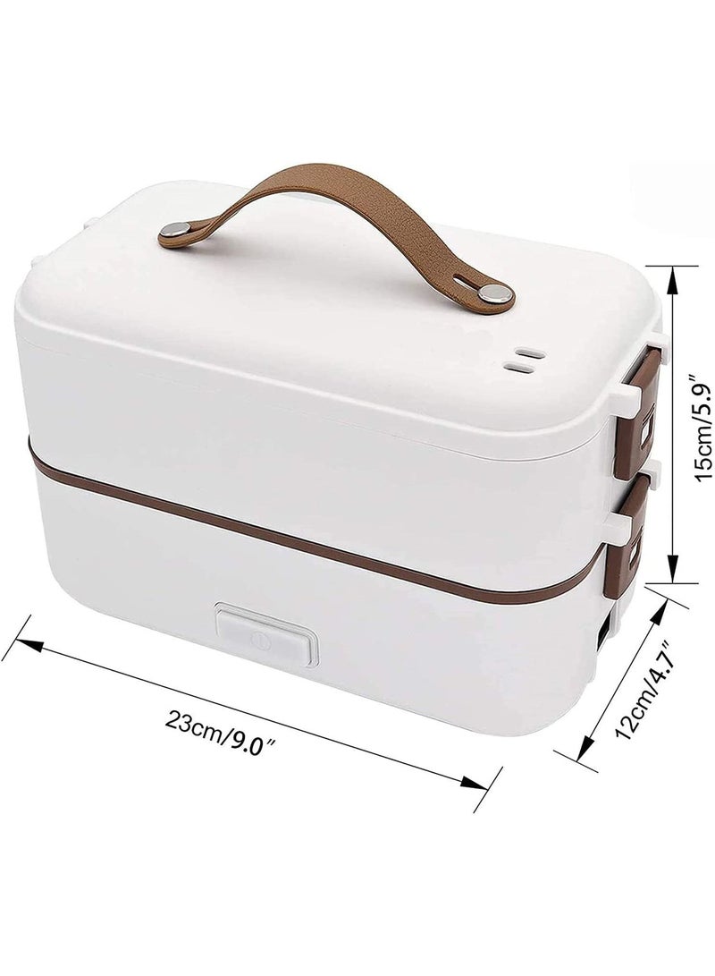 Lunch Box 800Ml 2 Tier Portable Electric Food Warmer Mini Removable 304 Stainless Steel 220V White