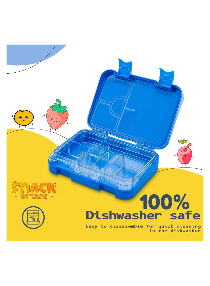 Lunch Box Bento style Blue Color for Kids|4 & 6 Convertible Compartments| BPA FREE|LEAK PROOF| Dishwasher Safe | Back to School Season |Food Graded Materials| Made of Triton|