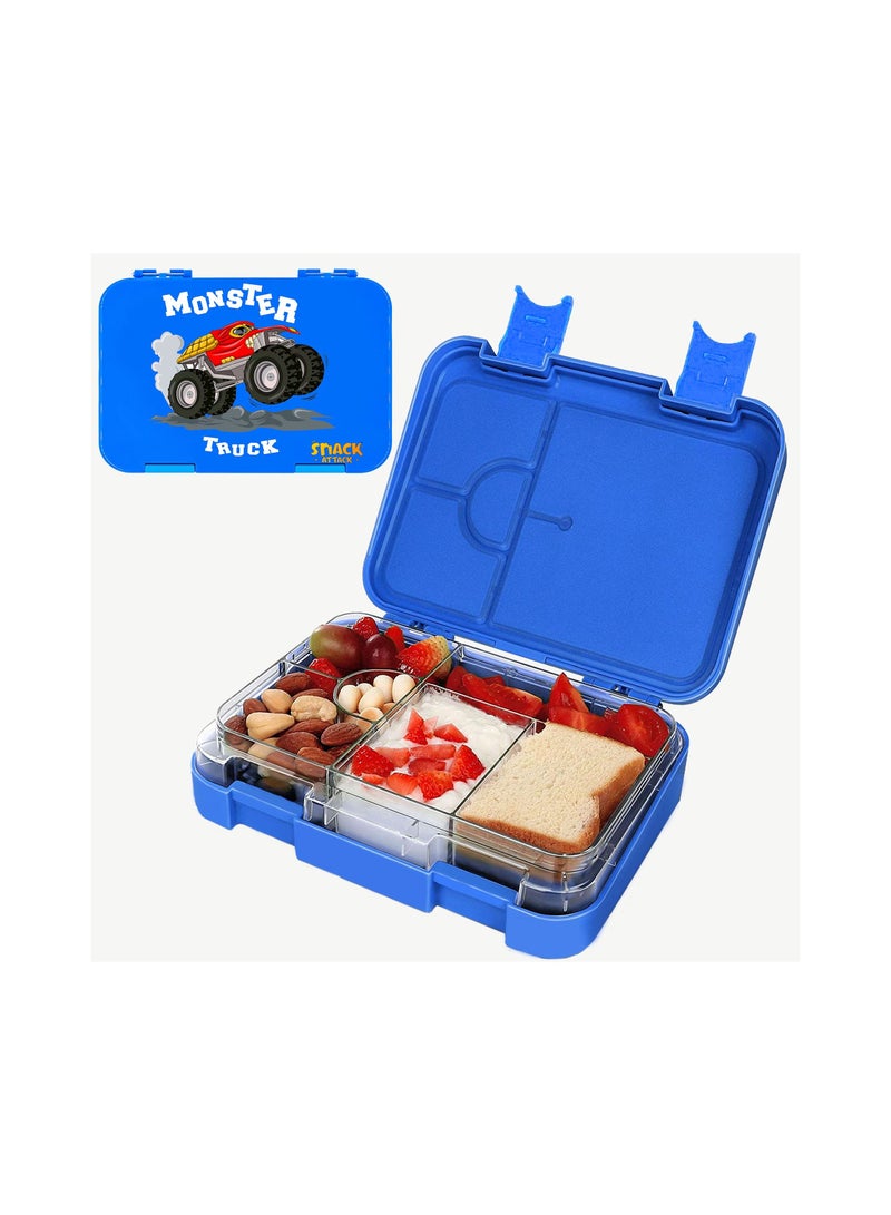 Lunch Box Bento style Blue Color for Kids|4 & 6 Convertible Compartments| BPA FREE|LEAK PROOF| Dishwasher Safe | Back to School Season |Food Graded Materials| Made of Triton|