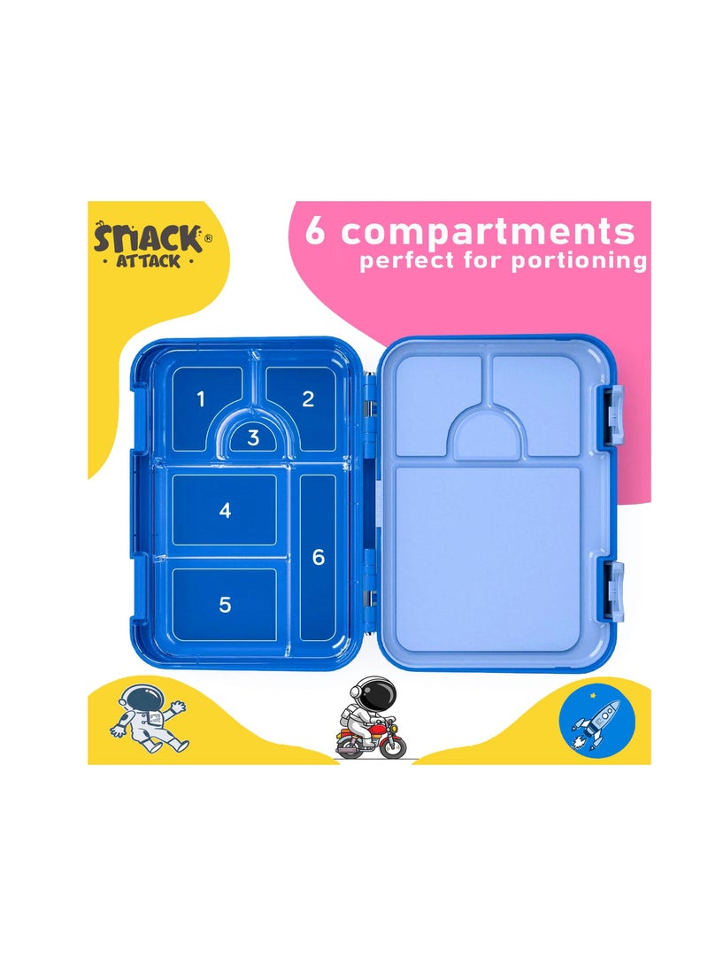 Lunch Box Bento style Blue Color for Kids|4 & 6 Convertible Compartments| BPA FREE|LEAK PROOF| Dishwasher Safe | Back to School Season |Food Graded Materials| Made of Triton|