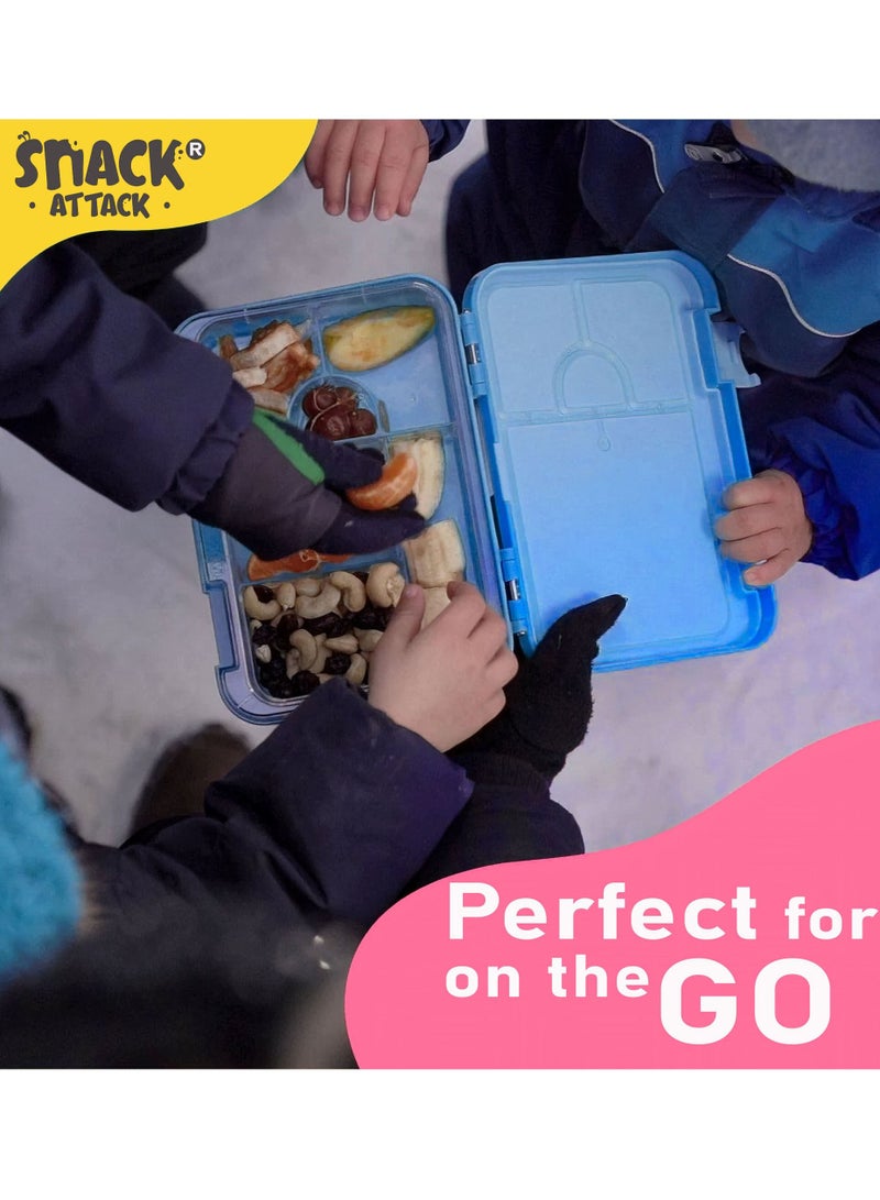 Lunch Box Bento style Blue Color for Kids|4 & 6 Convertible Compartments| BPA FREE|LEAK PROOF| Dishwasher Safe | Back to School Season |Food Graded Materials| Made of Triton|