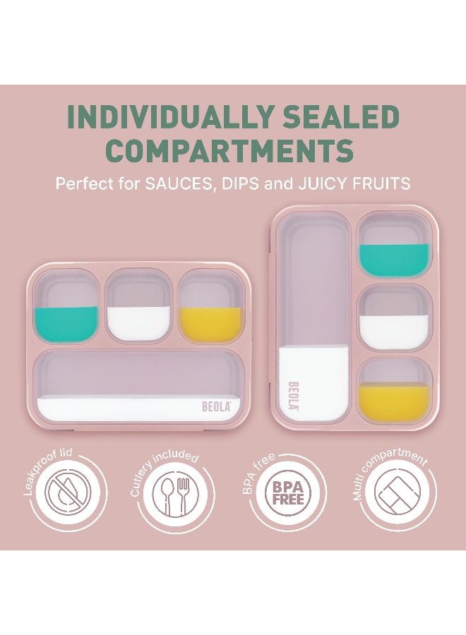 Multi Compartment Lunch Box For Kids Adults, rose ash/pattern