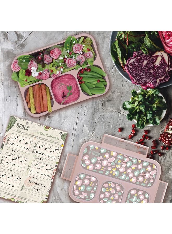 Multi Compartment Lunch Box For Kids Adults, rose ash/pattern