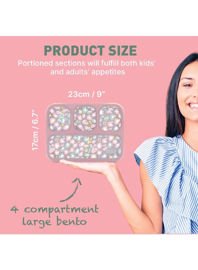 Multi Compartment Lunch Box For Kids Adults, rose ash/pattern