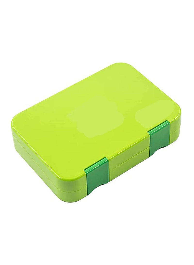 Children's Bento Lunch Box with 6 Compartments - Leak Proof Lunch Box for Boys, Girls, BPA-Free, Microwave Dishwasher Safe, Lunch Box for School (Green)