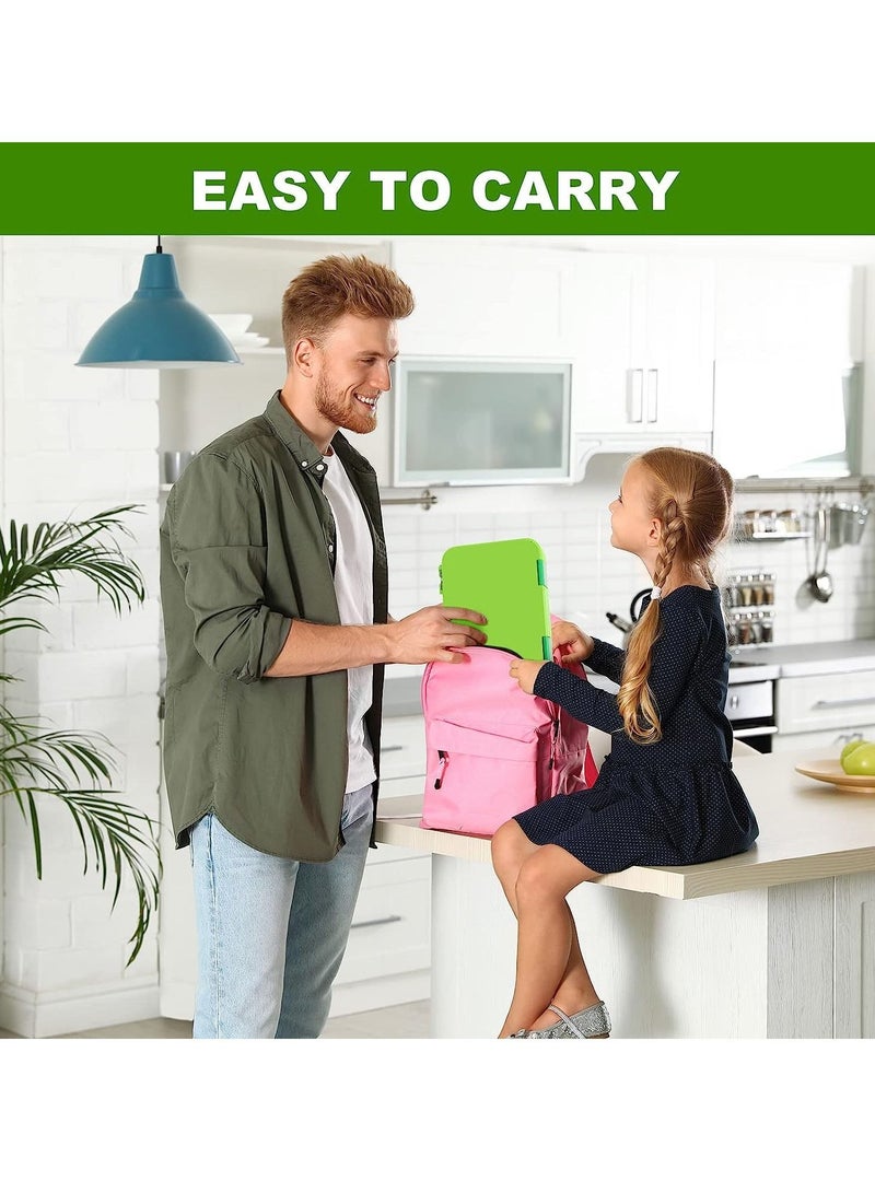 Children's Bento Lunch Box with 6 Compartments - Leak Proof Lunch Box for Boys, Girls, BPA-Free, Microwave Dishwasher Safe, Lunch Box for School (Green)