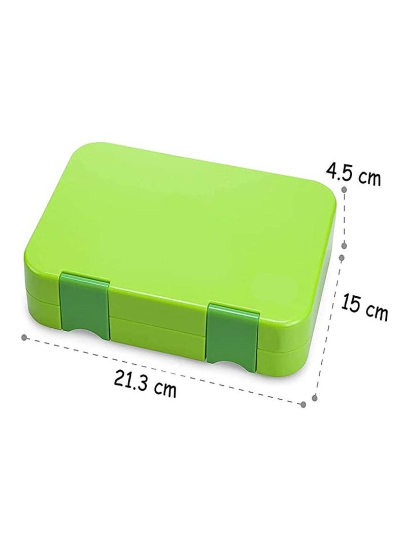 Children's Bento Lunch Box with 6 Compartments - Leak Proof Lunch Box for Boys, Girls, BPA-Free, Microwave Dishwasher Safe, Lunch Box for School (Green)