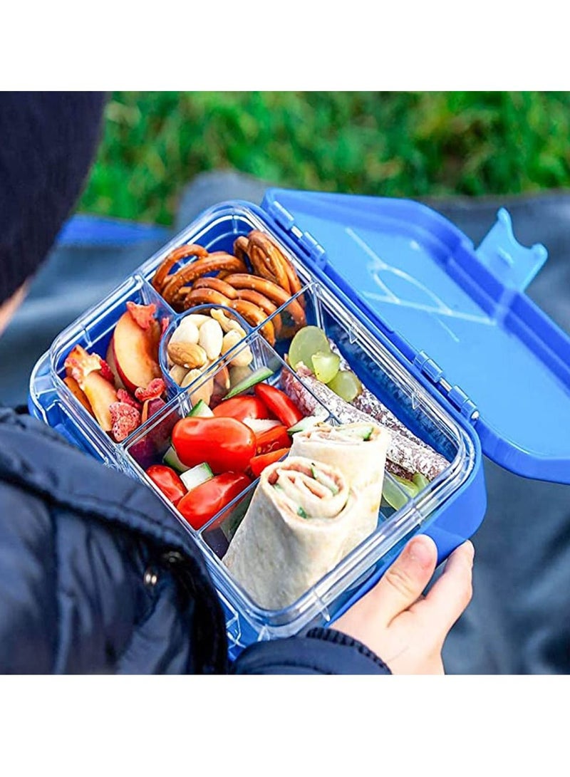 Children's Bento Lunch Box with 6 Compartments - Leak Proof Lunch Box for Boys, Girls, BPA-Free, Microwave Dishwasher Safe, Lunch Box for School (Green)