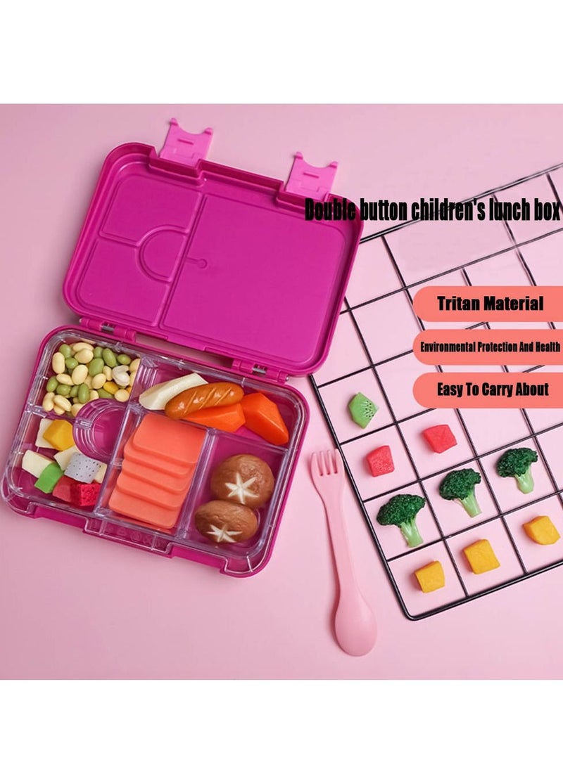 Children's Bento Lunch Box with 6 Compartments - Leak Proof Lunch Box for Boys, Girls, BPA-Free, Microwave Dishwasher Safe, Lunch Box for School (Green)