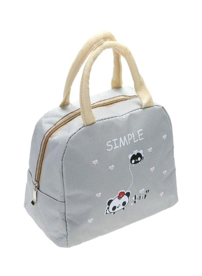 Portable Canvas Lunch Bag Grey/White/Black 25x21x14cm