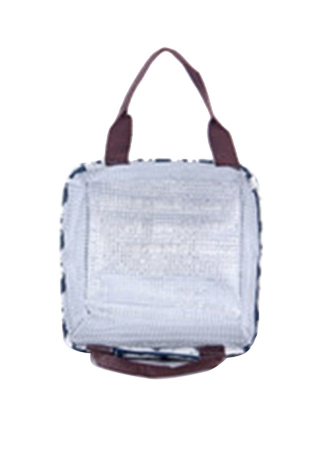Printed Insulated Canvas Lunch Bag fabric White 23x20x16cm